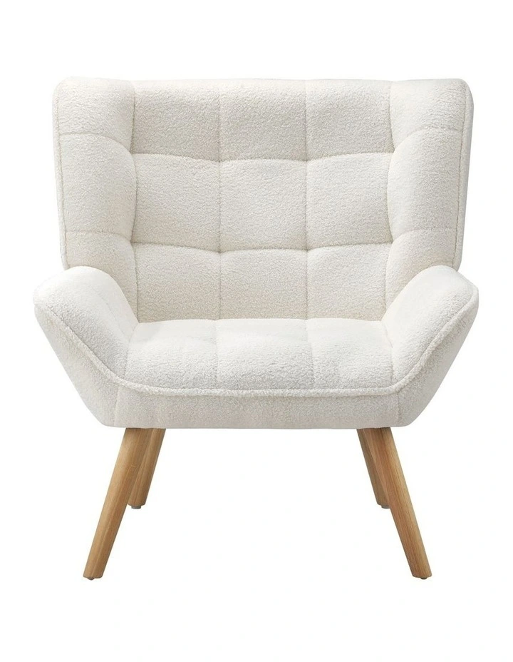 Oikiture Armchair Accent Chairs Sofa Lounge Sherpa Upholstered Tub Chair White image 2