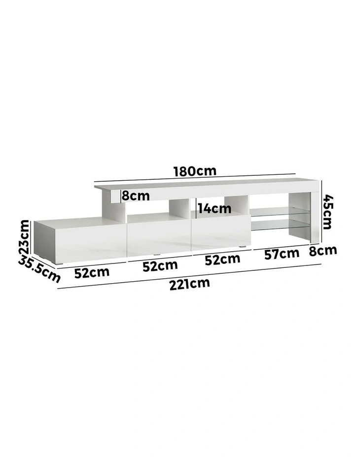 Oikiture TV Cabinet Entertainment Unit 220cm White image 3