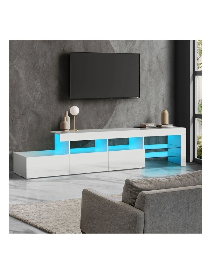 Oikiture TV Cabinet Entertainment Unit 220cm White image 4