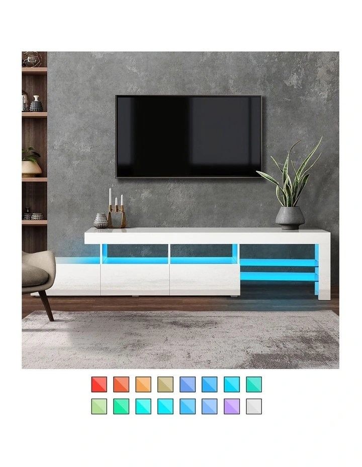 Oikiture TV Cabinet Entertainment Unit 220cm White image 5