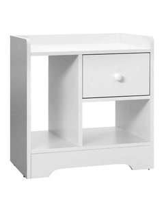 Oikiture Bedside Tables Side Table Nightstand Storage Drawer Shelf White
