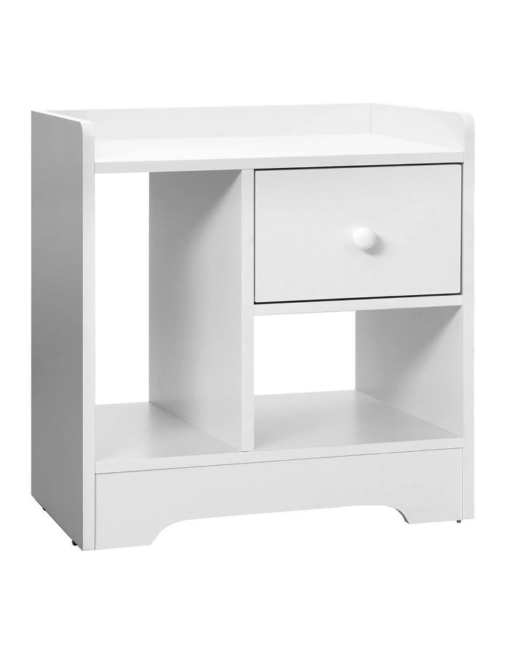 Oikiture Bedside Tables Side Table Nightstand Storage Drawer Shelf White image 1