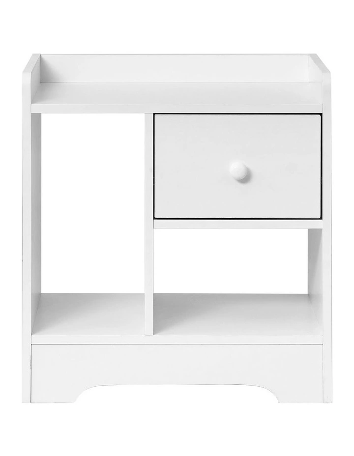 Oikiture Bedside Tables Side Table Nightstand Storage Drawer Shelf White image 2