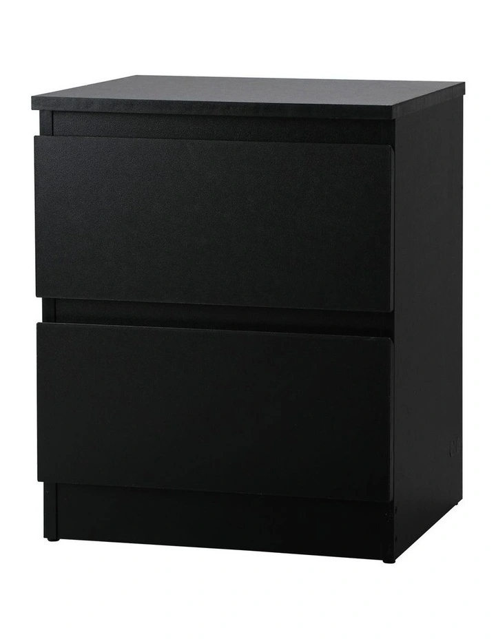 Oikiture Bedside Table Nightstand 2 Drawers Black image 1