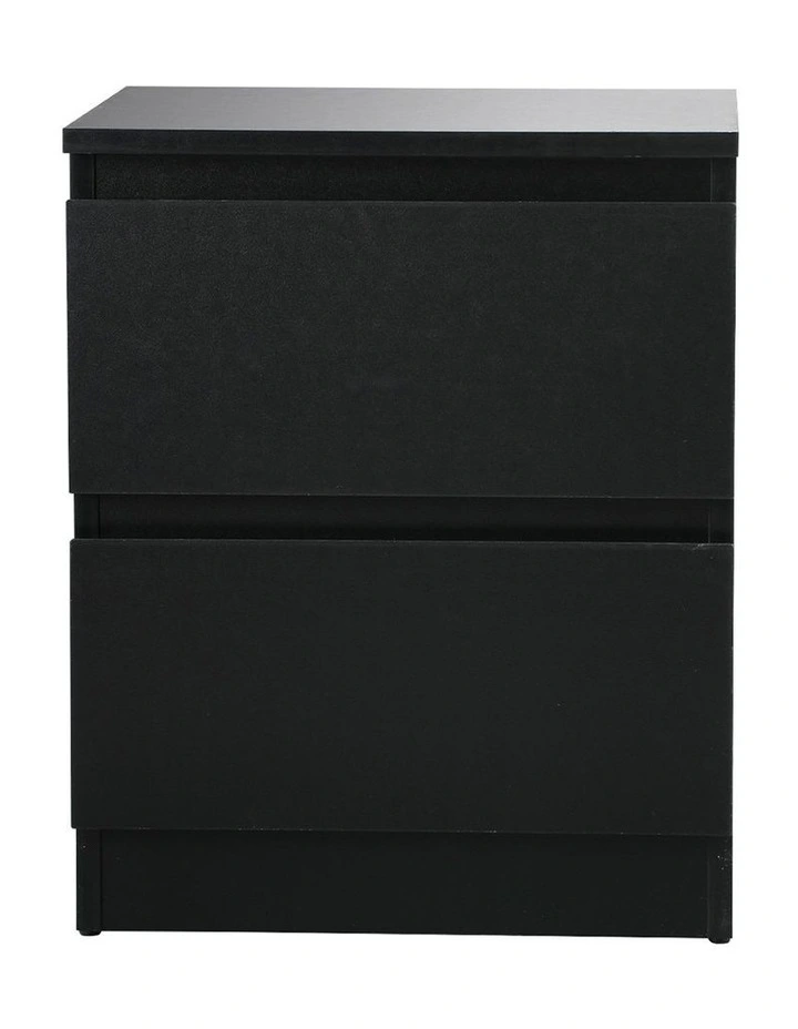 Oikiture Bedside Table Nightstand 2 Drawers Black image 2