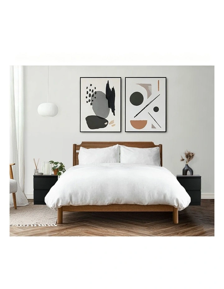 Oikiture Bedside Table Nightstand 2 Drawers Black image 7