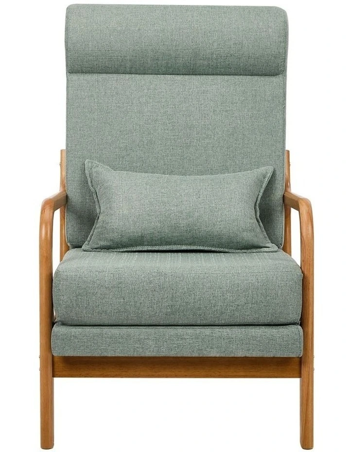Oikiture Armchair Linen Fabric Lounge Chair with Lumbar Pillow Green image 2