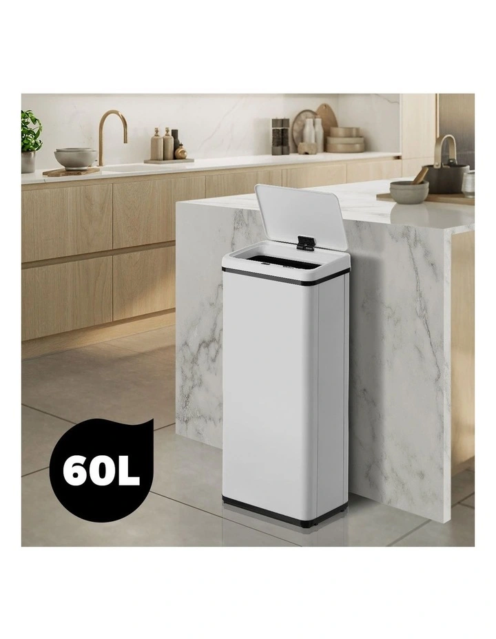Oikiture 60L Motion Sensor Bin Touchless Trash Can White image 5