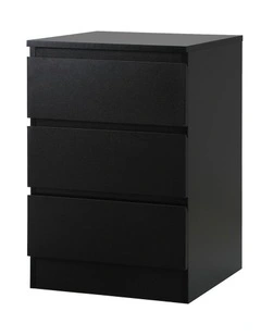 Oikiture Bedside Table 3 Drawers Side Tables Storage Nightstand Black