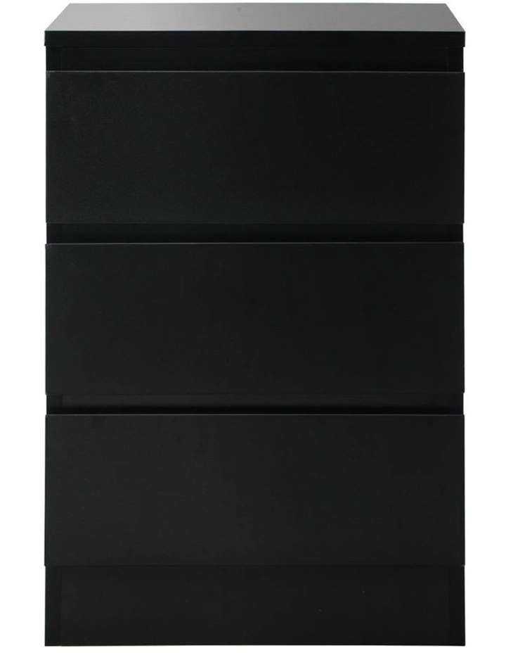 Oikiture Bedside Table 3 Drawers Side Tables Storage Nightstand Black image 2