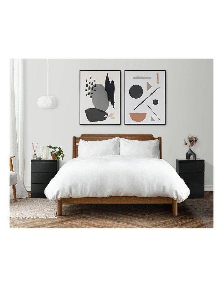 Oikiture Bedside Table 3 Drawers Side Tables Storage Nightstand Black image 7