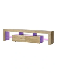 Oikiture Entertainment Unit TV Cabinet LED RGB 180cm Natural