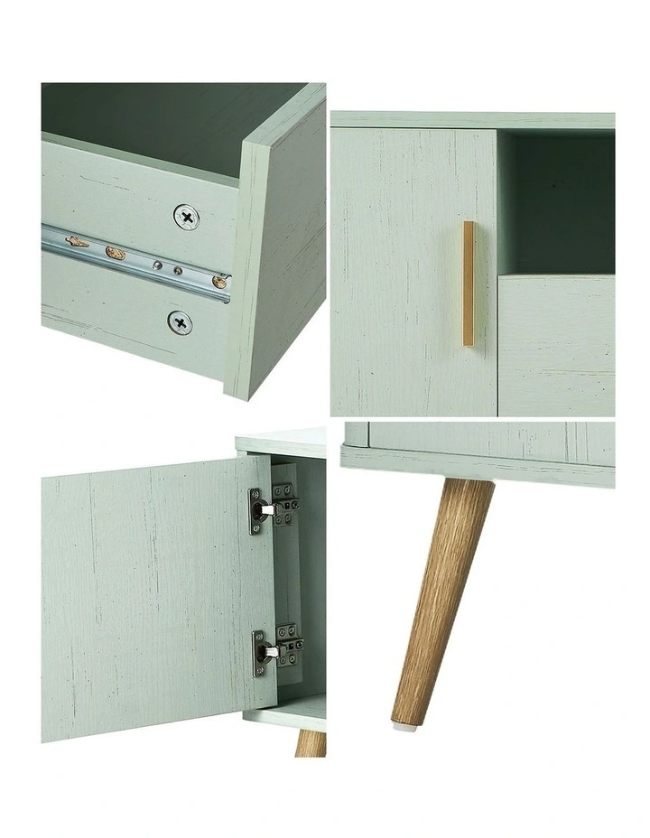 Oikiture TV Cabinet Entertainment Unit Stand Storage 160cm Green image 6