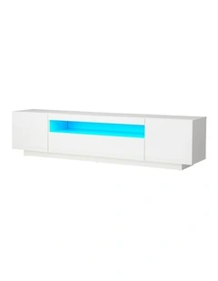 Oikiture TV Cabinet Entertainment Unit  Stand LED RGB Gloss 180cm White