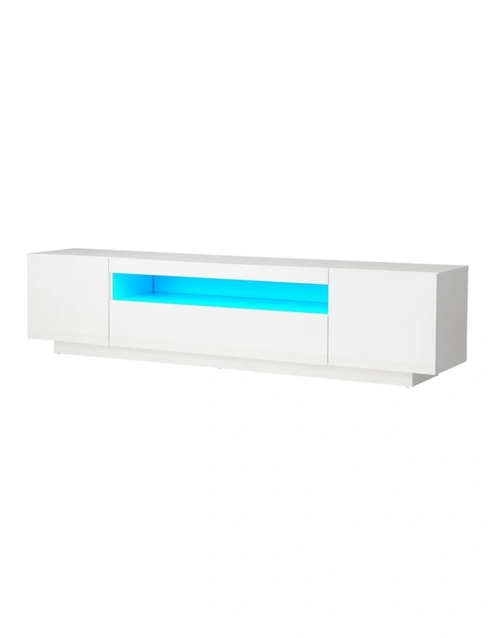 Oikiture TV Cabinet Entertainment Unit  Stand LED RGB Gloss 180cm White image 1