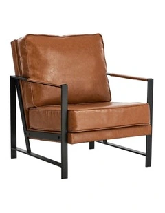 Oikiture Lounge Armchair Sofa Chair Faux Leather Accent Armchairs Brown