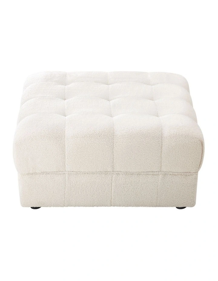 Oikiture 1 Seater Boucle Modular Ottoman Lounge Chair Armless TOFU White image 2