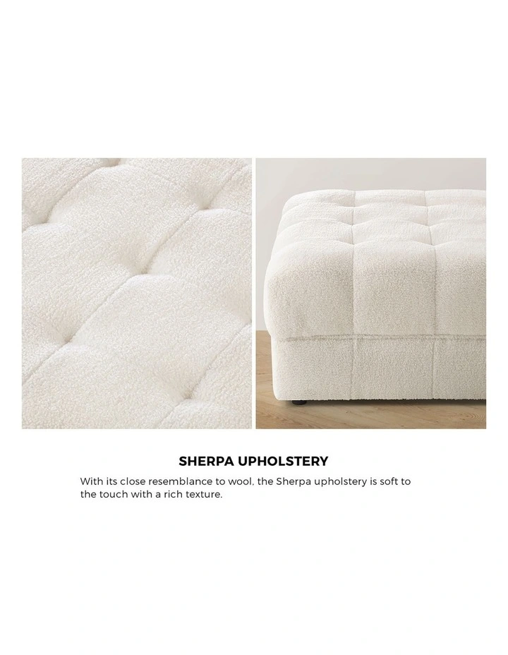 Oikiture 1 Seater Boucle Modular Ottoman Lounge Chair Armless TOFU White image 7