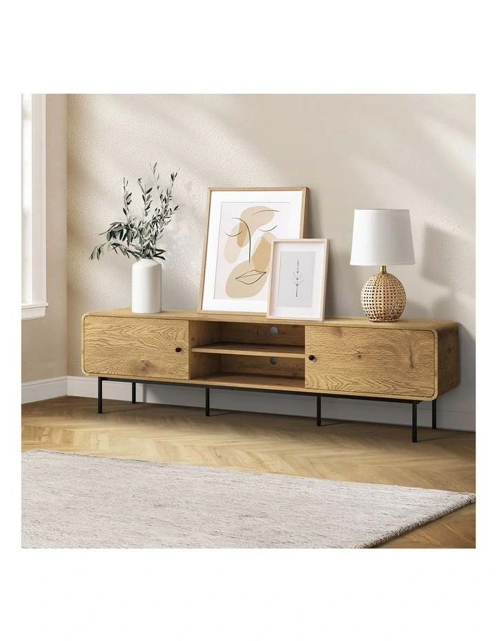 Oikiture TV Cabinet Entertainment Unit 180cm Natural image 4
