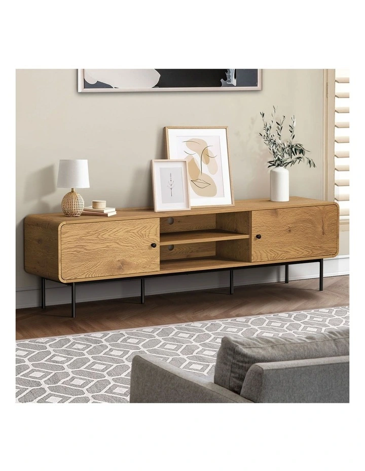 Oikiture TV Cabinet Entertainment Unit 180cm Natural image 5