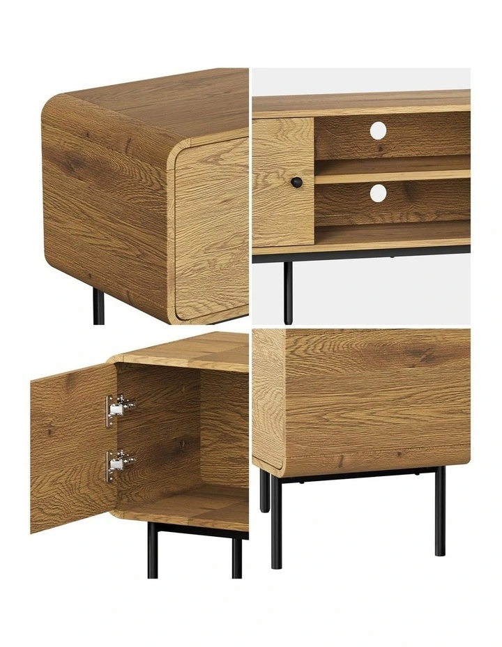 Oikiture TV Cabinet Entertainment Unit 180cm Natural image 6