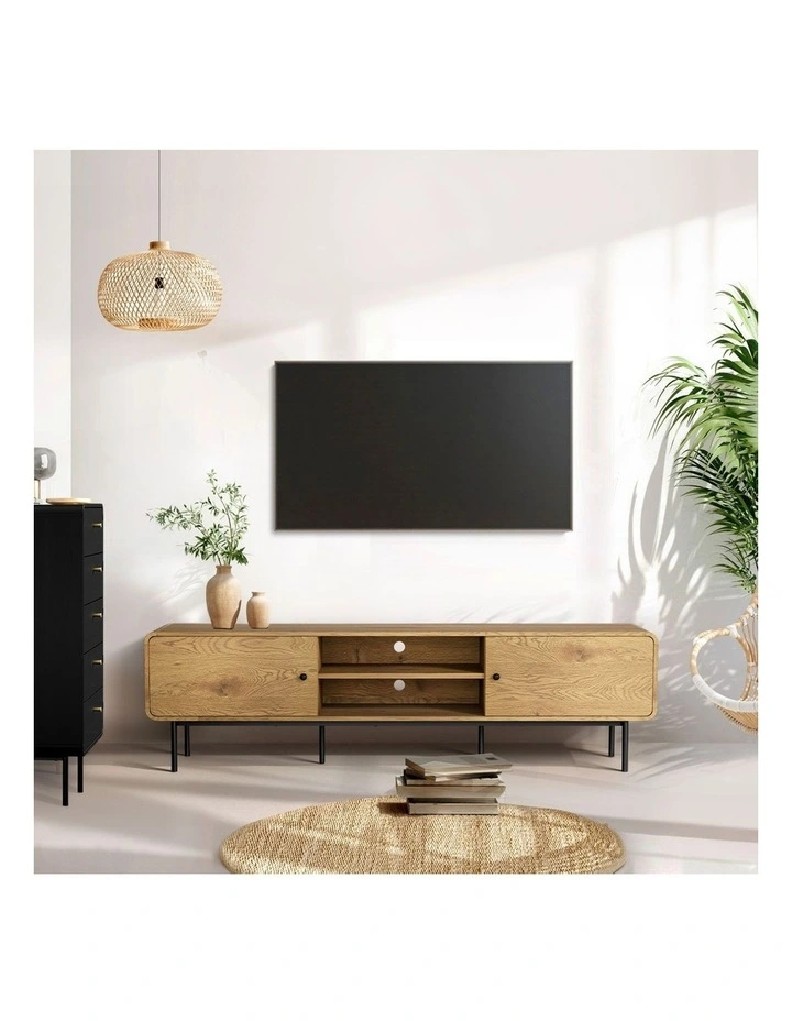 Oikiture TV Cabinet Entertainment Unit 180cm Natural image 7