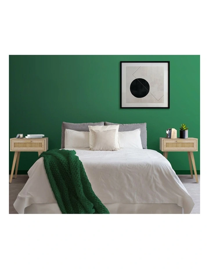 Oikiture Bedside Table Drawer Nightstand Rattan Natural image 7