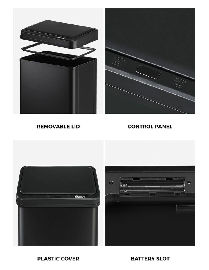 Oikiture 60L Motion Sensor Bin Touchless Trash Can Black image 7