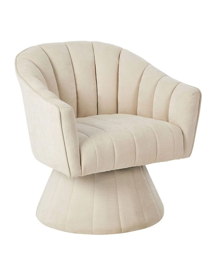 Oikiture Swivel Armchair Linen Fabric Lounge Chair Accent Chair Beige image 1