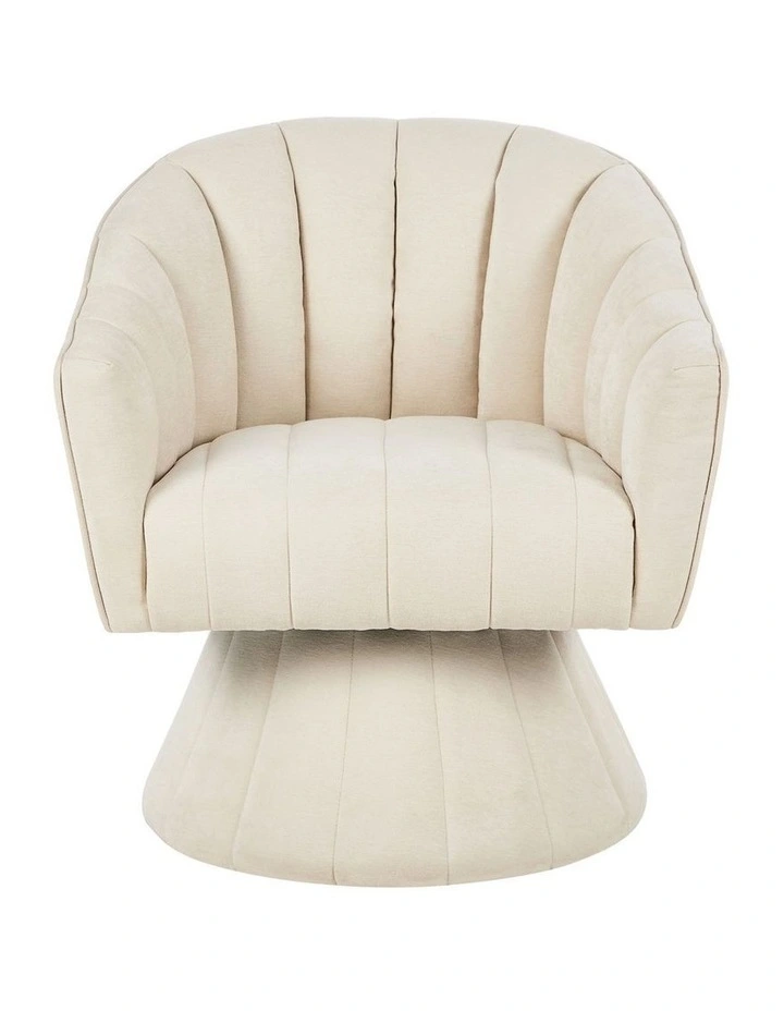 Oikiture Swivel Armchair Linen Fabric Lounge Chair Accent Chair Beige image 2