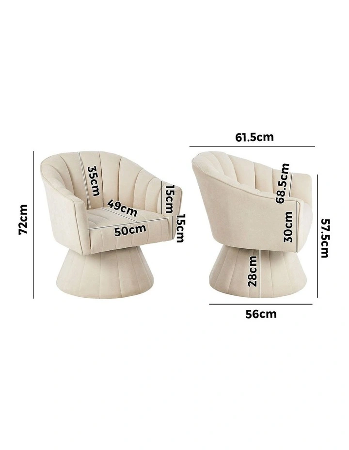 Oikiture Swivel Armchair Linen Fabric Lounge Chair Accent Chair Beige image 3