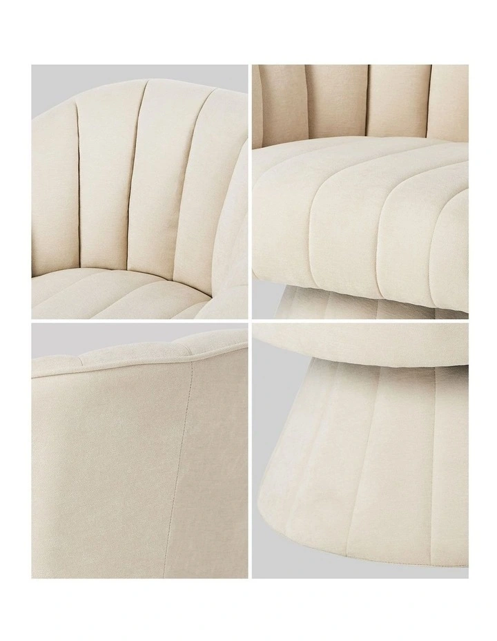 Oikiture Swivel Armchair Linen Fabric Lounge Chair Accent Chair Beige image 6