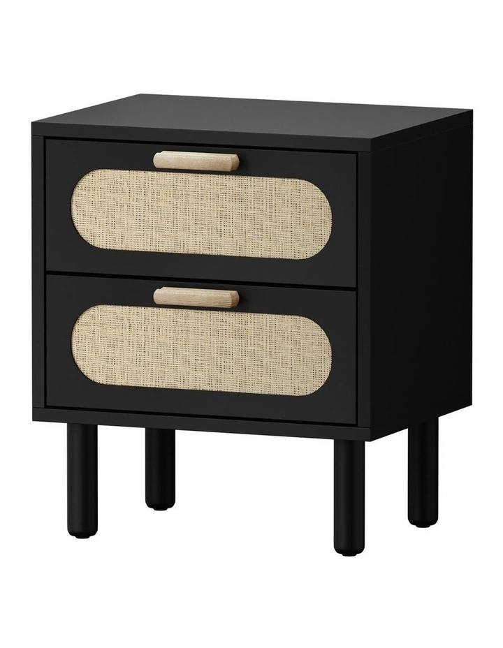 Oikiture Bedside Table Nightstand Black image 1