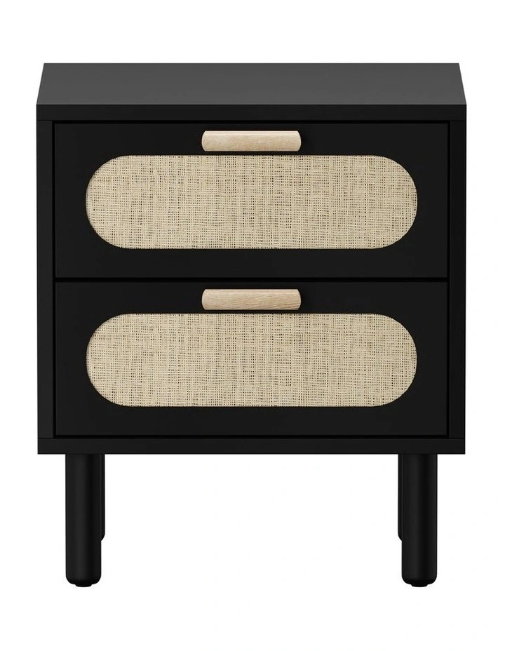 Oikiture Bedside Table Nightstand Black image 2