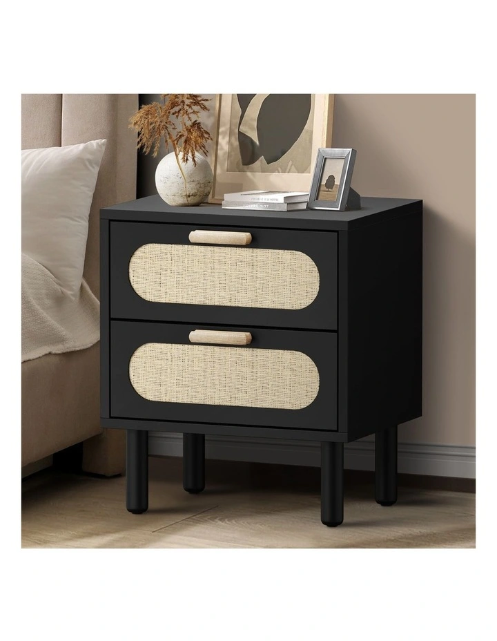 Oikiture Bedside Table Nightstand Black image 4
