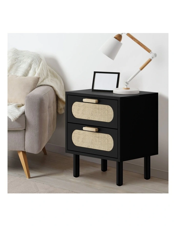Oikiture Bedside Table Nightstand Black image 5