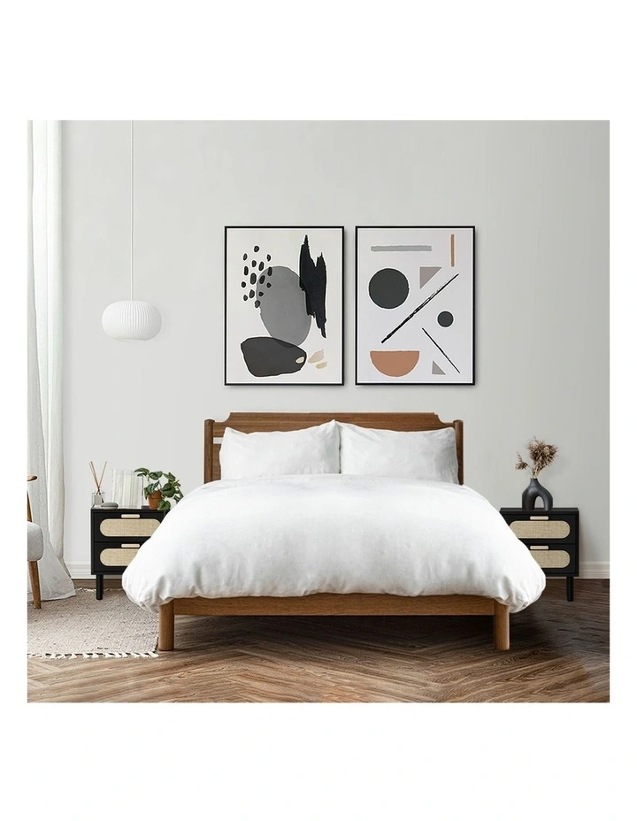 Oikiture Bedside Table Nightstand Black image 7