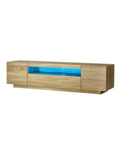 Oikiture TV Cabinet Entertainment Unit  Stand LED RGB 180cm Natural