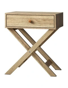 Oikiture Bedside Table Drawer Side Table Natural