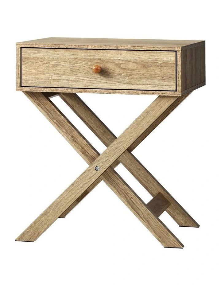 Oikiture Bedside Table Drawer Side Table Natural image 1