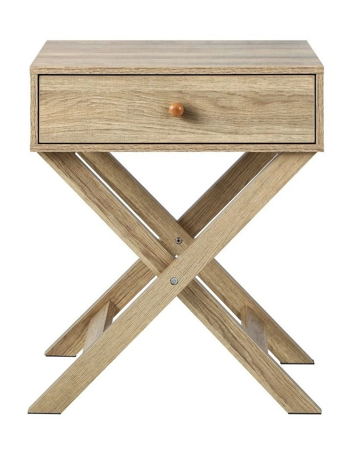 Oikiture Bedside Table Drawer Side Table Natural image 2