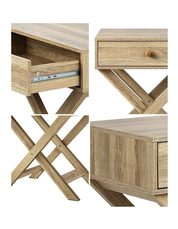 Oikiture Bedside Table Drawer Side Table Natural image 6