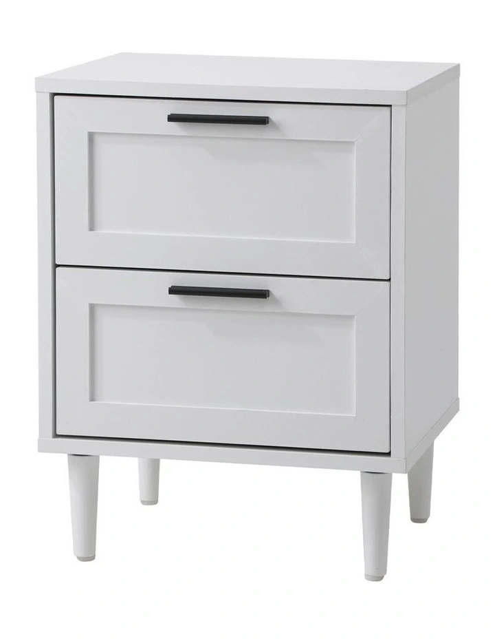 Oikiture Bedside Table Nightstand 2 Drawers Side End White image 1
