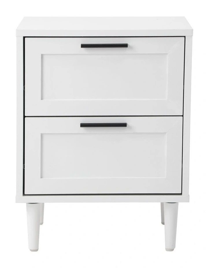 Oikiture Bedside Table Nightstand 2 Drawers Side End White image 2