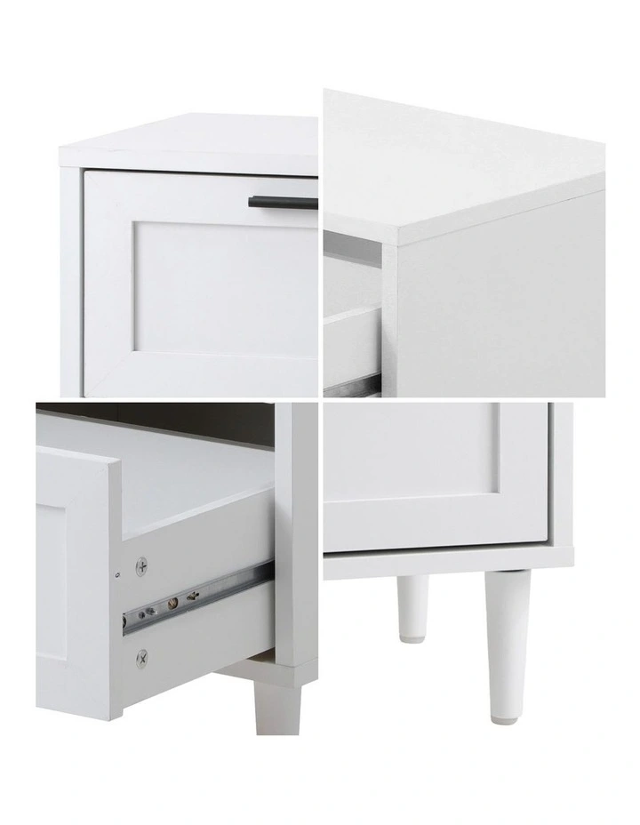Oikiture Bedside Table Nightstand 2 Drawers Side End White image 6