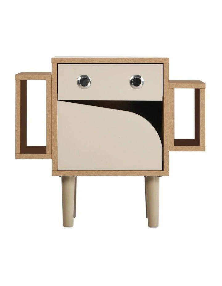 Oikiture Kids Robot Bedside Table Nightstand With Drawer image 2