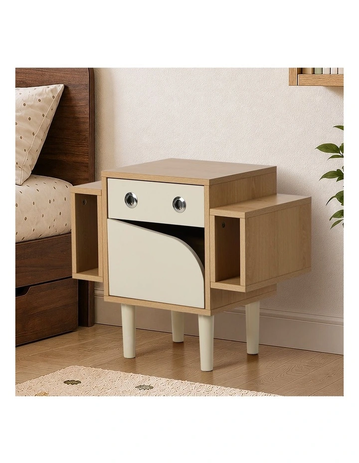 Oikiture Kids Robot Bedside Table Nightstand With Drawer image 4