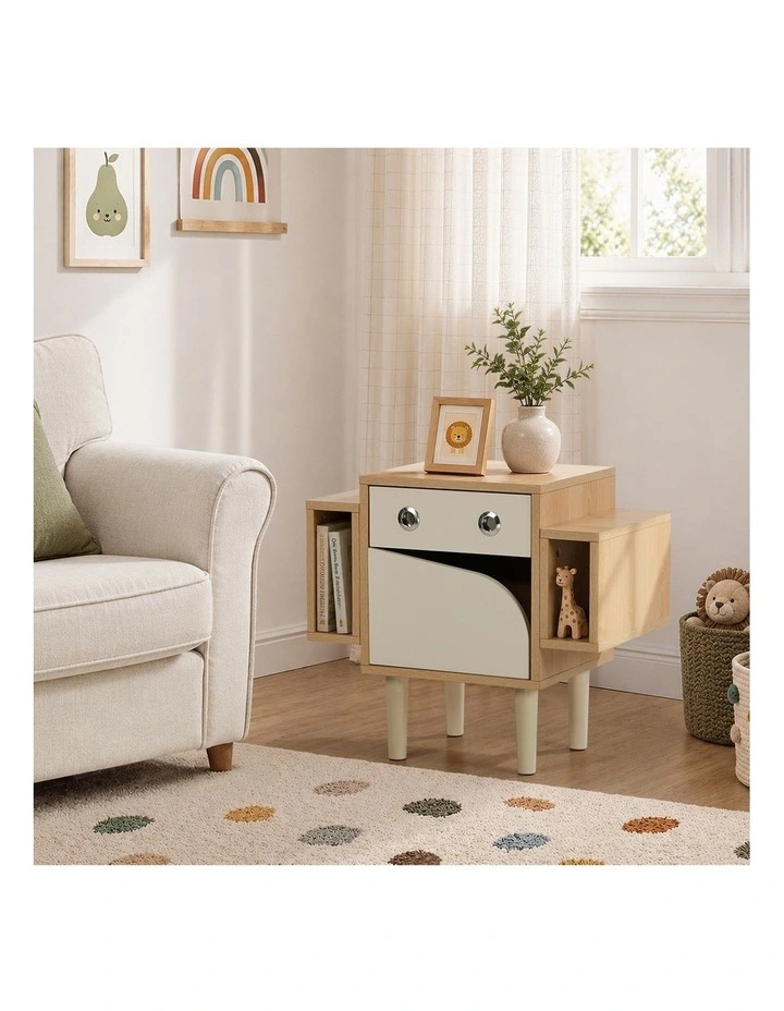 Oikiture Kids Robot Bedside Table Nightstand With Drawer image 5
