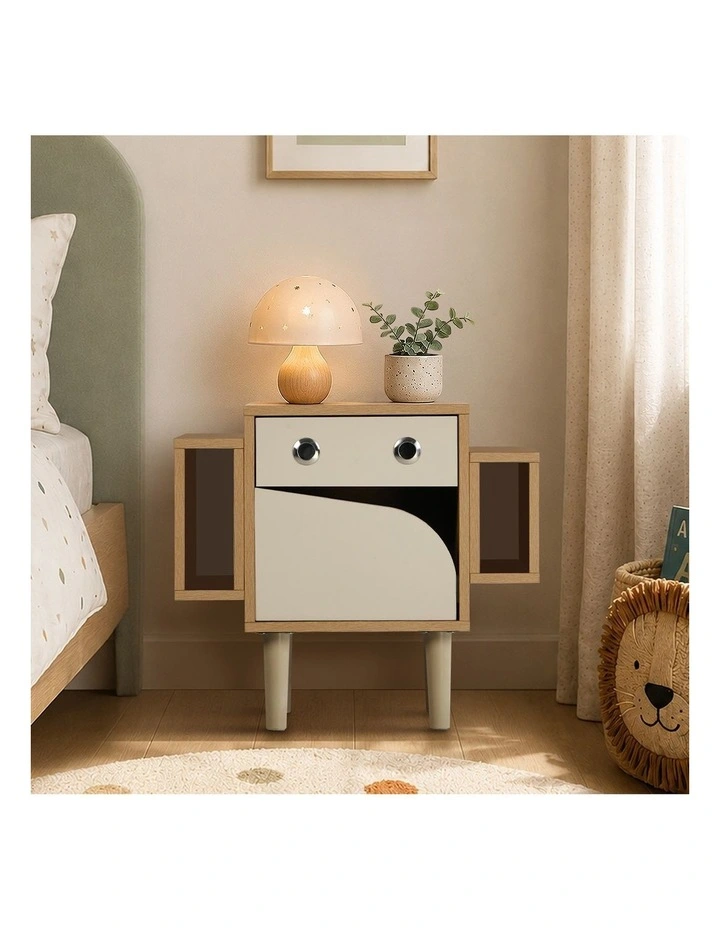 Oikiture Kids Robot Bedside Table Nightstand With Drawer image 7