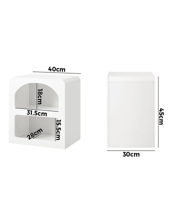 Oikiture Bedside Table Display Shelf Nightstand White image 3